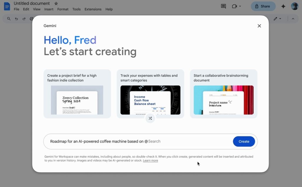 "Aiutami a creare": la novità di Google Documenti Aiutami a creare la novità di Google Documenti