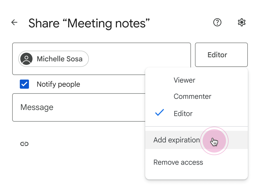 aggiungere scadenza durante condivisione di file in Drive condivisi