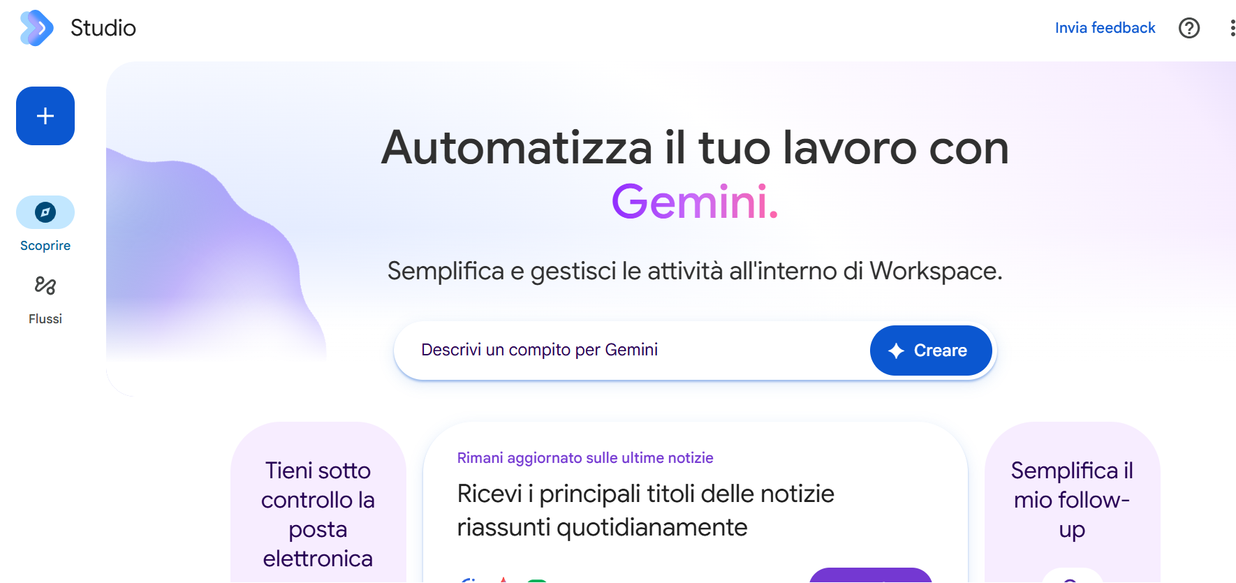 Google Workspace Studio Ora Parla la Lingua del Tuo Team: Più Lingue, Meno Barriere per gli Agenti AI Google Workspace Studio amplia il supporto linguistico includendo l'italiano.